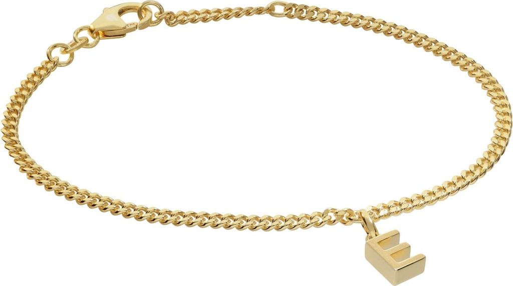 trendor 21602-E Mädchen-Armband mit Buchstabe E 925 Silber Vergoldet