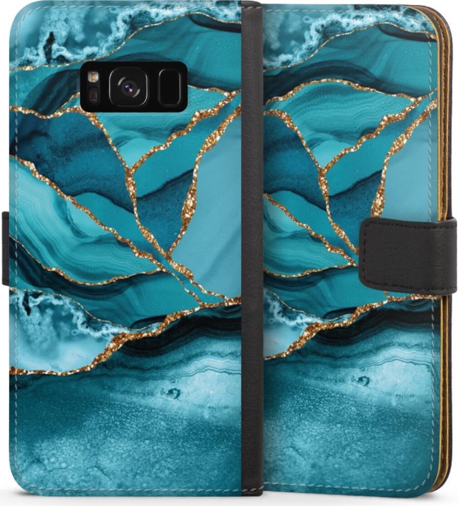 DeinDesign Klapphülle für Samsung Galaxy S8 Plus Handytasche Lederhülle Tasche Edelstein Glitzer Look Marmor