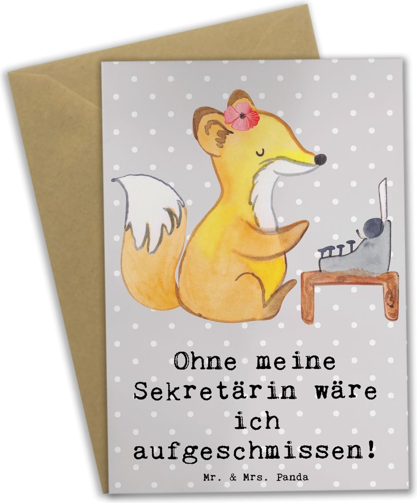 Mr. & Mrs. Panda Glückwunschkarte Sekretärin Helfer - Grau Pastell - Geschenk, weihnachtskarten, Besprechungen, Dank, Arbeitsatmosphäre, Grußka...