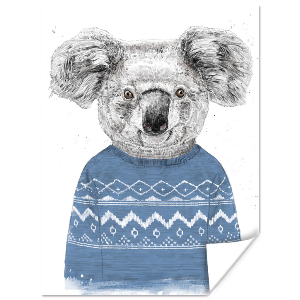MuchoWow Poster Koala - Pullover - Winter - Blau 60x80 cm - Schlafzimmer Dekoration