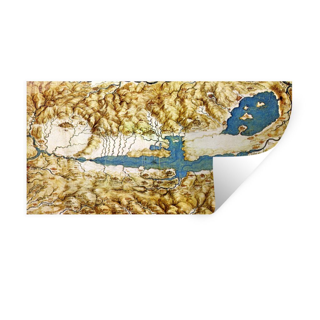 MuchoWow Wandtattoo Wandsticker Wandaufkleber Toskana - Leonardo da Vinci 80x40 cm Selbstklebend und Repositionierbar - Aufkleber