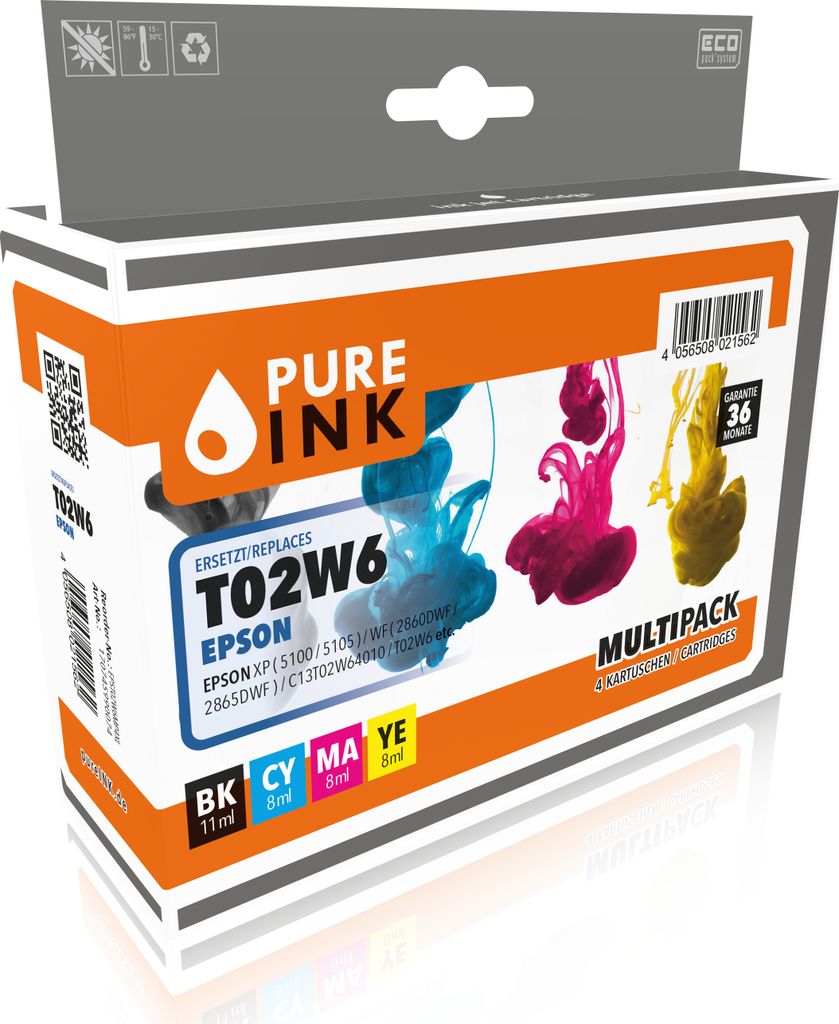 pureINK Epson C13T02V64010 Fernglas CMYK Druckerpatrone