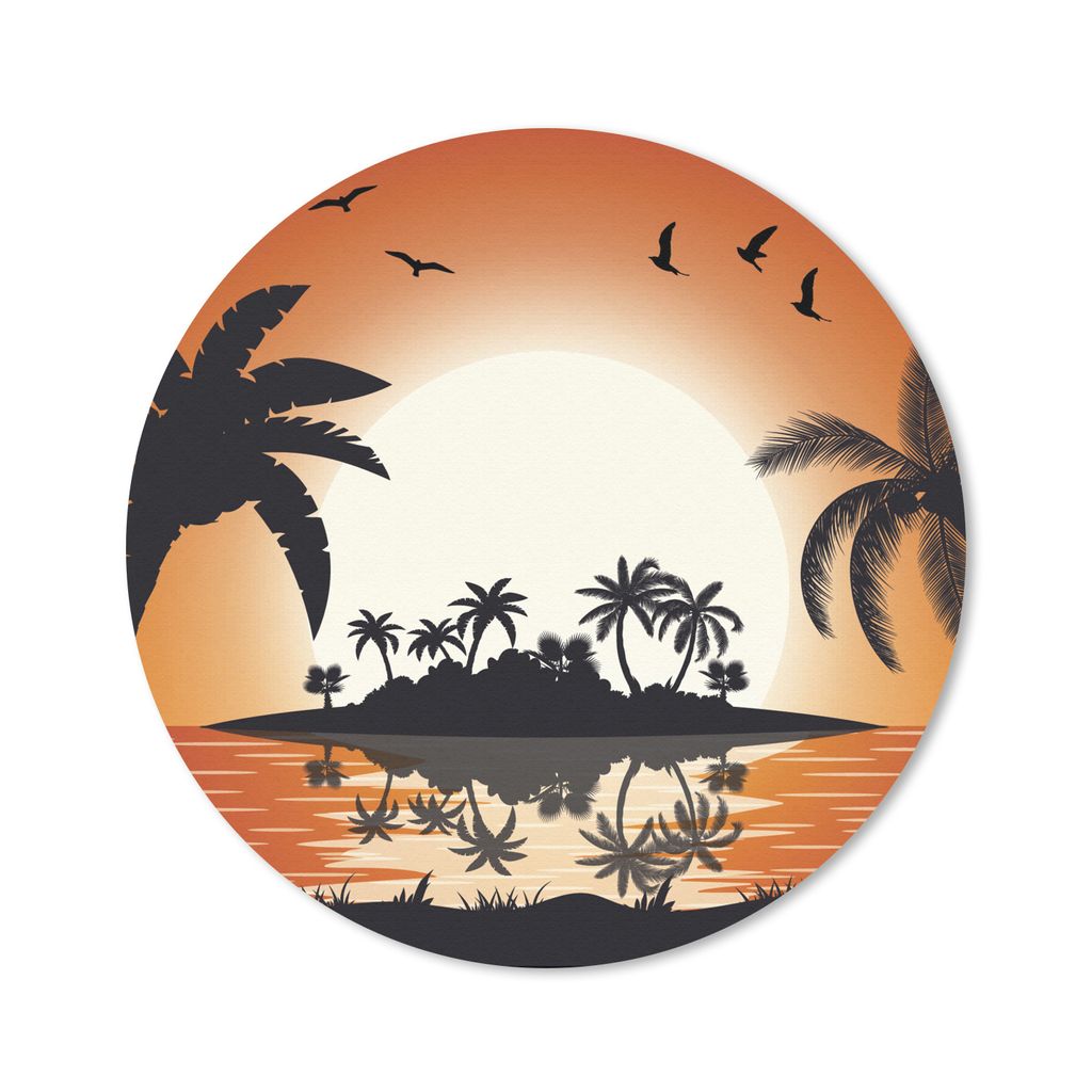 MuchoWow Mauspad Mousepad Sonne - Insel - Meer 30x30 cm - Mousepads - Maus Mat - Pad - Mausunterlage - Tischunterlage - Schreibtischmatten