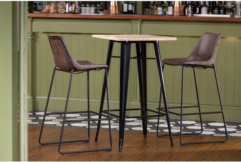 Table de bar Bolero Bistro avec plateau en bois noir 60x60cm robuste - 14