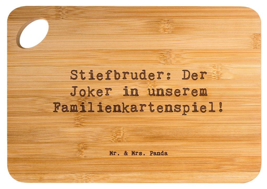 Mr. & Mrs. Panda holzschneidebrett Spruch Stiefbruder Joker - Transparent - Geschenk, Holzbrett, Frühstücksbrett, Brett, vesperbrett, Persönlich...
