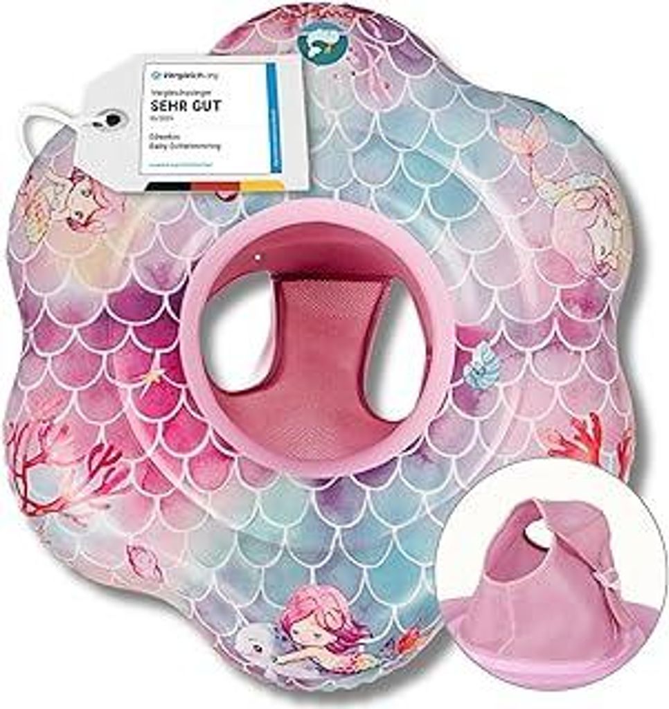 EDWEKINPremium Baby Schwimmring Meerjungfrau – Schwimmsitz für Babys & Kleinkinder, Badering für Babyschwimmen, Floatring, aufblasbarer Kinder-...