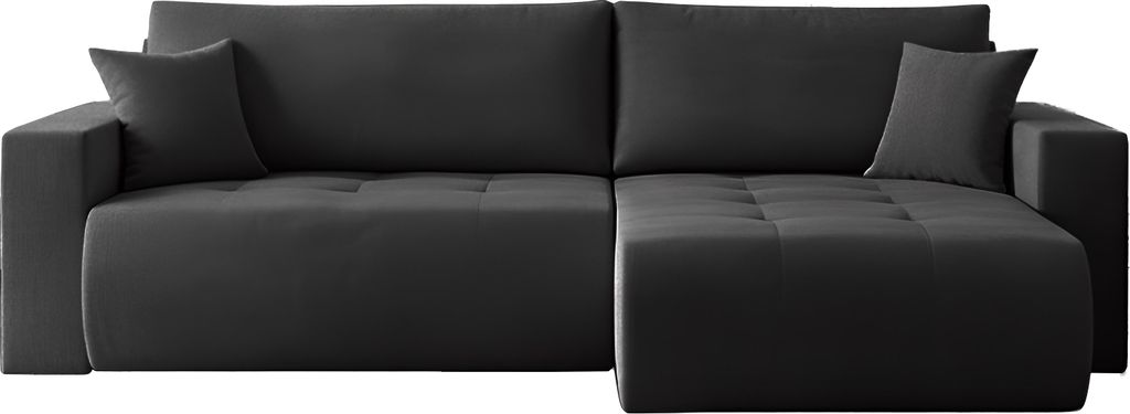 Ecksofa 3-Sitzer Schlafsofa mit Bettkasten und Schlaffunktion in Scandi-Design – Universal Rechts/Links – mit Rücken- und Dekokissen – Struk...