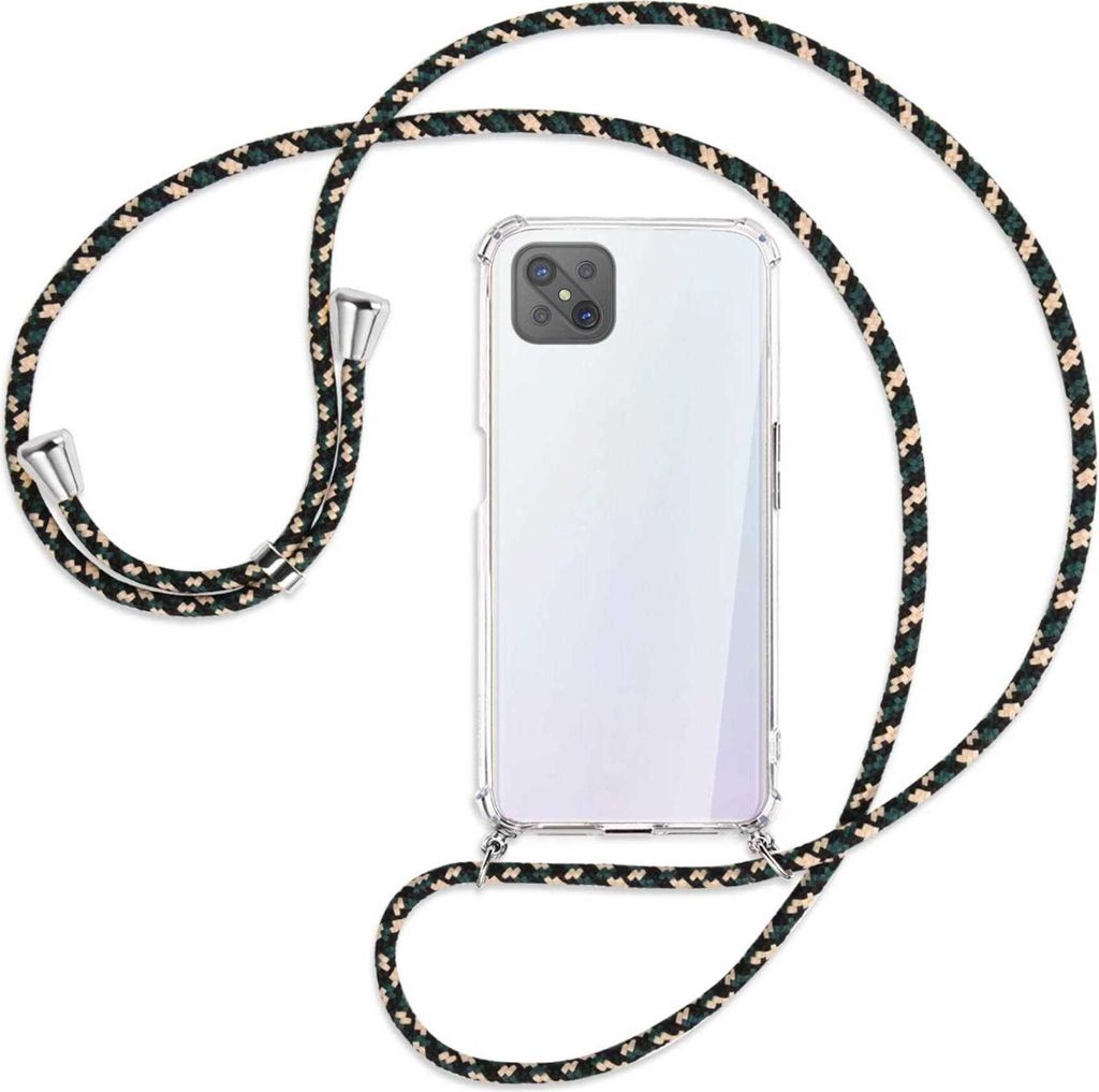 Handykette Backcover-Schutzhülle mit Band (Metall silberfarben) für Oppo A92S / Reno4 Z 5G - camouflage