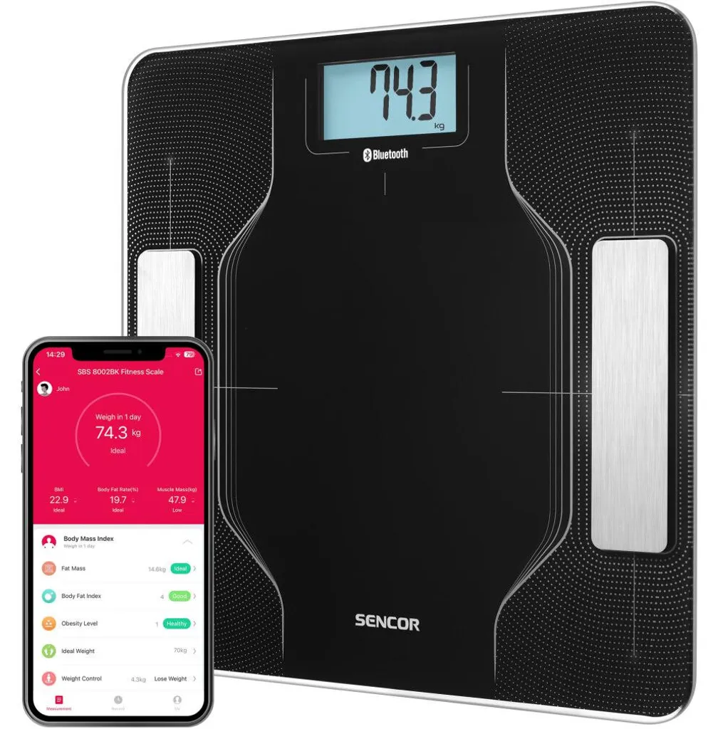 Pèse-personne connecté SENCOR SBS 8002BK : Mesurez votre masse grasse