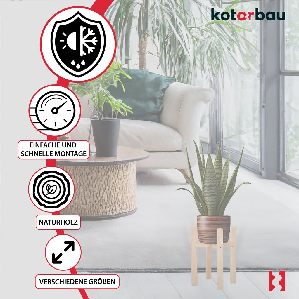 KOTARBAU® Blumenständer Holz natural Kreuz 23 x 23 x 30 cm Produktbild 4