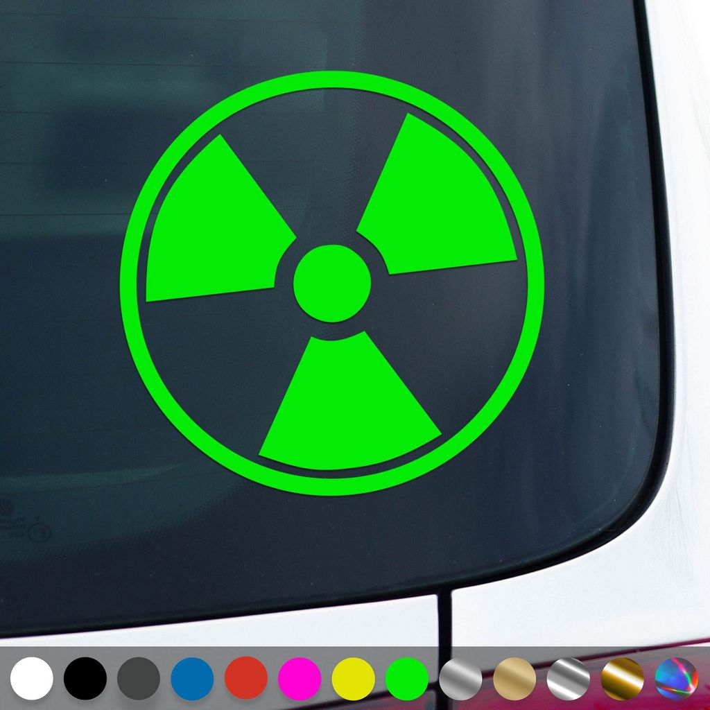 PantherPixel Radioaktiv Aufkleber Atomkraft Nuklear Warnung Sticker Auto Geschenkidee Farbe Neon-Grün