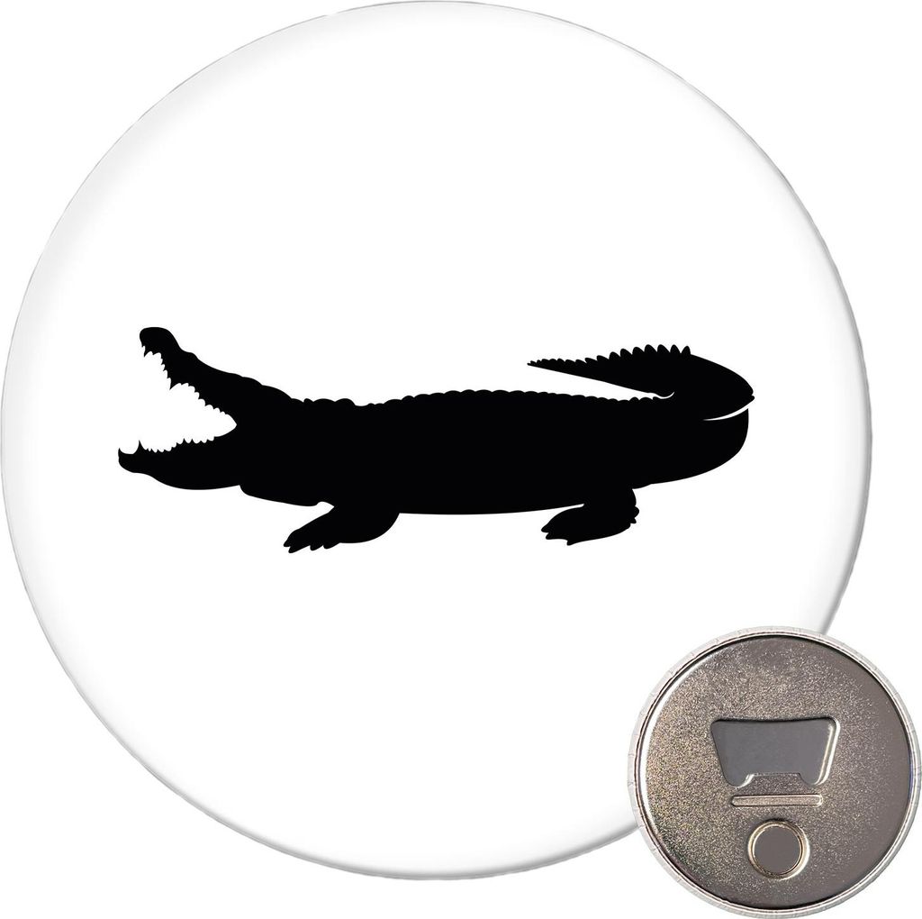 Huuraa Magnet Krokodile Silhouette 59mm Kühlschrankmagnet rund Flaschenöffner Geschenkidee