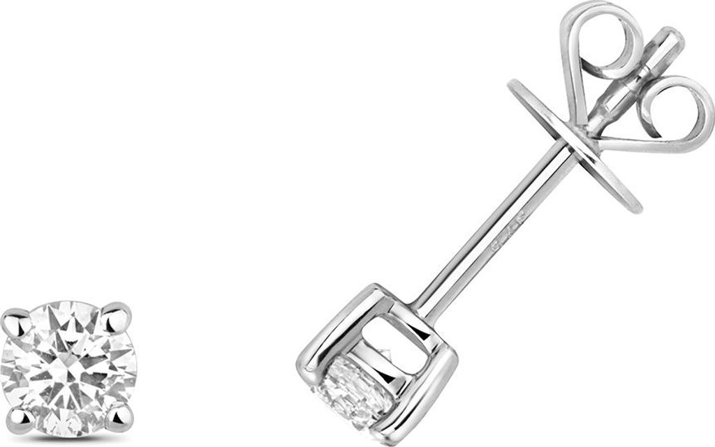 9 Karat (375) Weißgold Damen - Diamant Paar Ohrstecker Brillant-Schliff 0.40 Karat H - I1 - 4mm*4mm; TRS27549KW