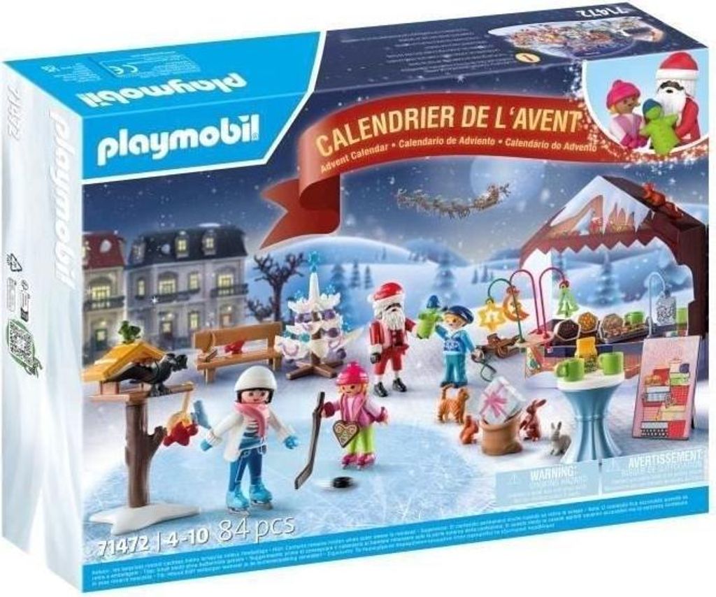 PLAYMOBIL Adventskalender Weihnachtsmarkt, 24 Überraschungen, 84 Teile, Ab 4 Jahren