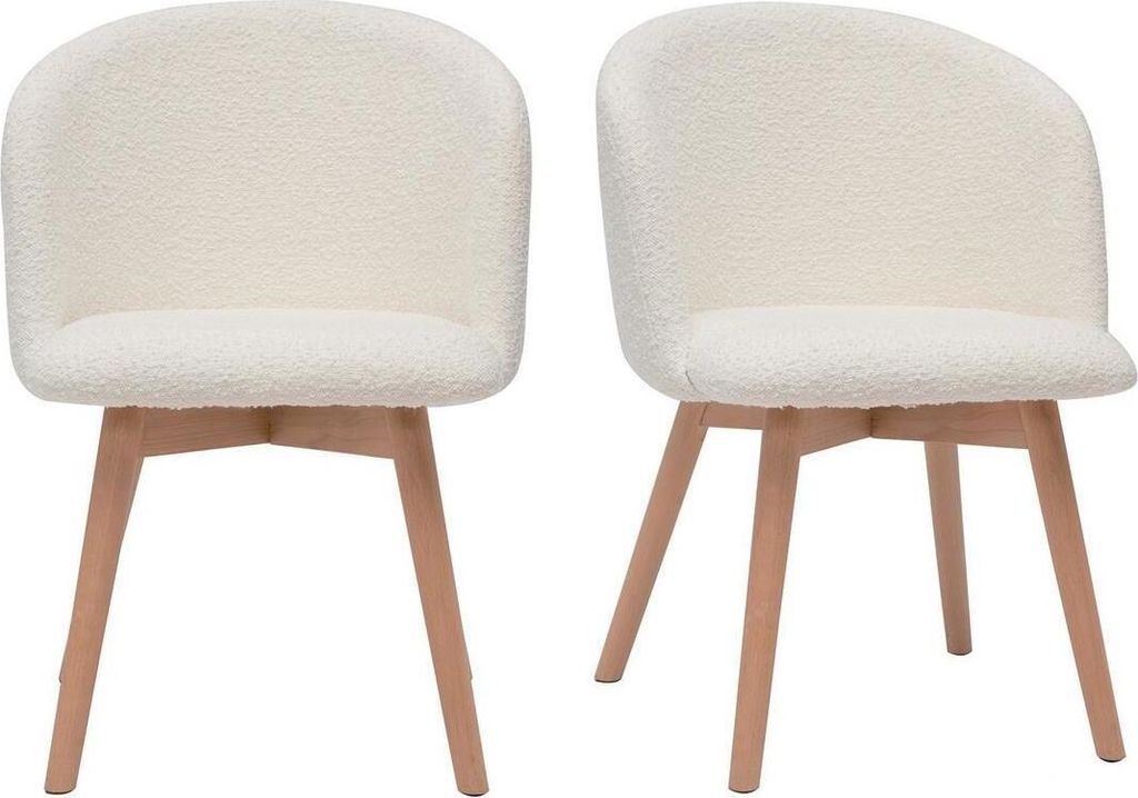 Miliboo - Skandinavische Stühle aus Stoff mit Wolleffekt und massivem Buchenholz (2er-Set) VANITY