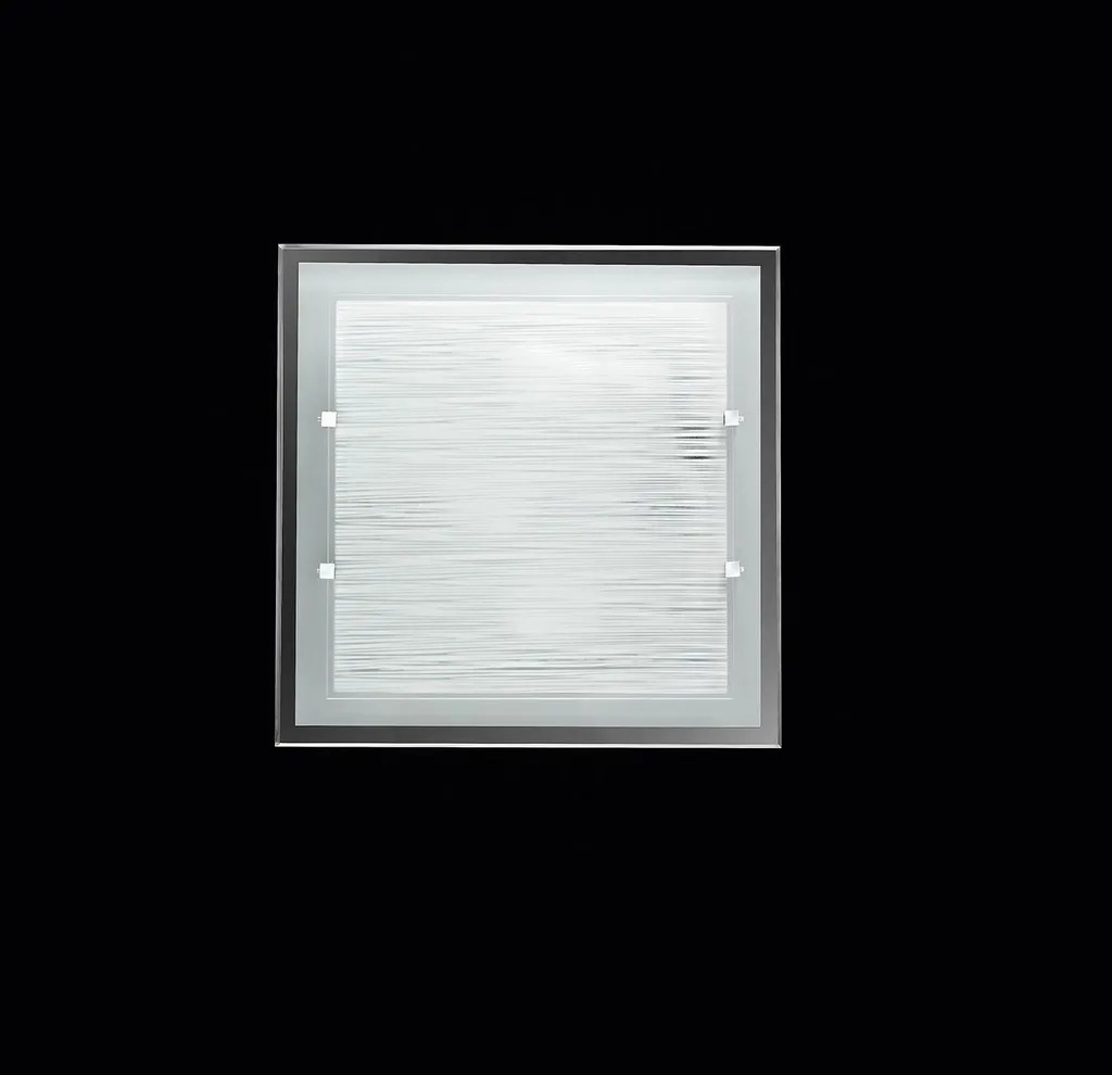 Plafonnier 3xE27 en verre strié 40x40 cm - Design moderne et épuré