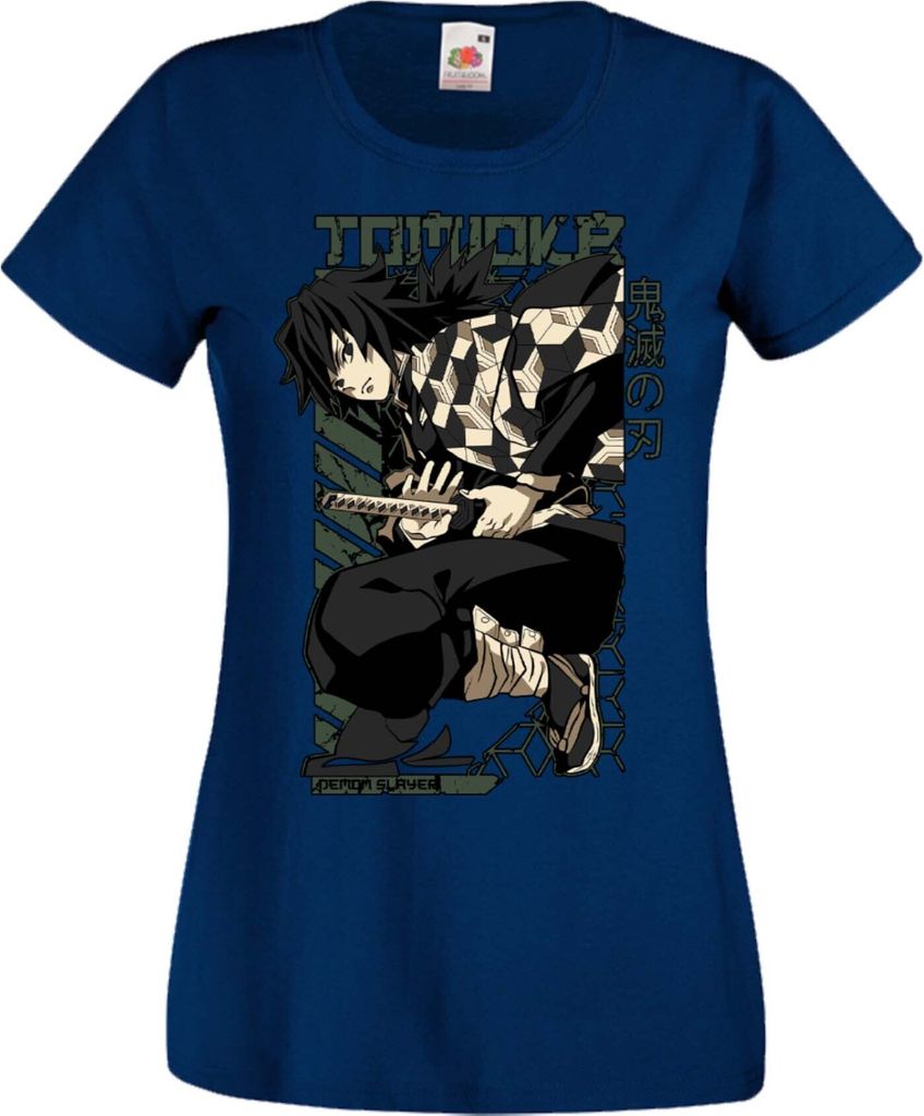 Damen T-Shirt Manga Anime Demon Anime Slayer Tomioka Gyuu Tomioka Hashira, Lady XS / Dunkelblau