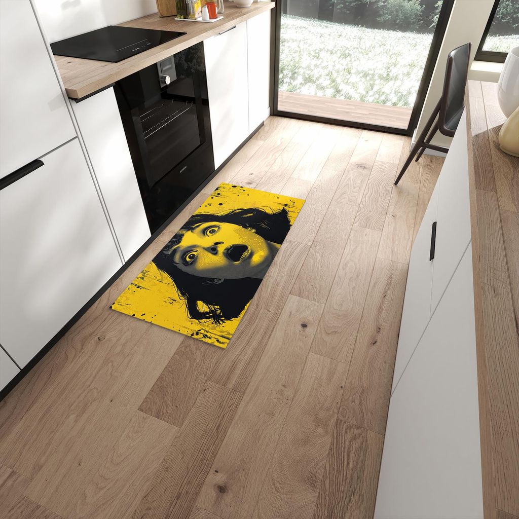Küchenteppich 60x120cm rutschfest & abwischbar PVC Läufer - Schreiendes Portrait