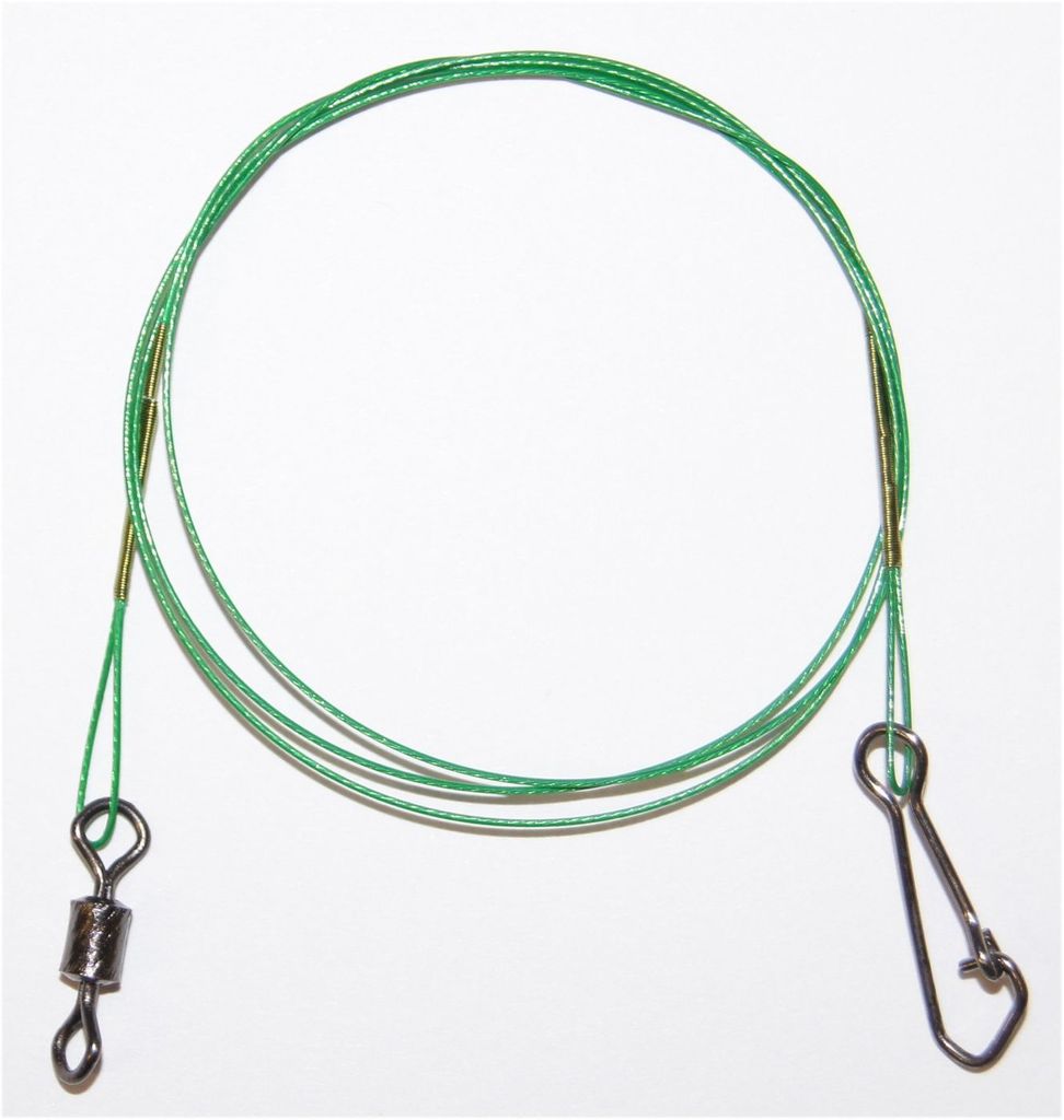 Behr Stahlvorfach grün 7kg 50cm mit Wirbel - nylonummantelt 1x7