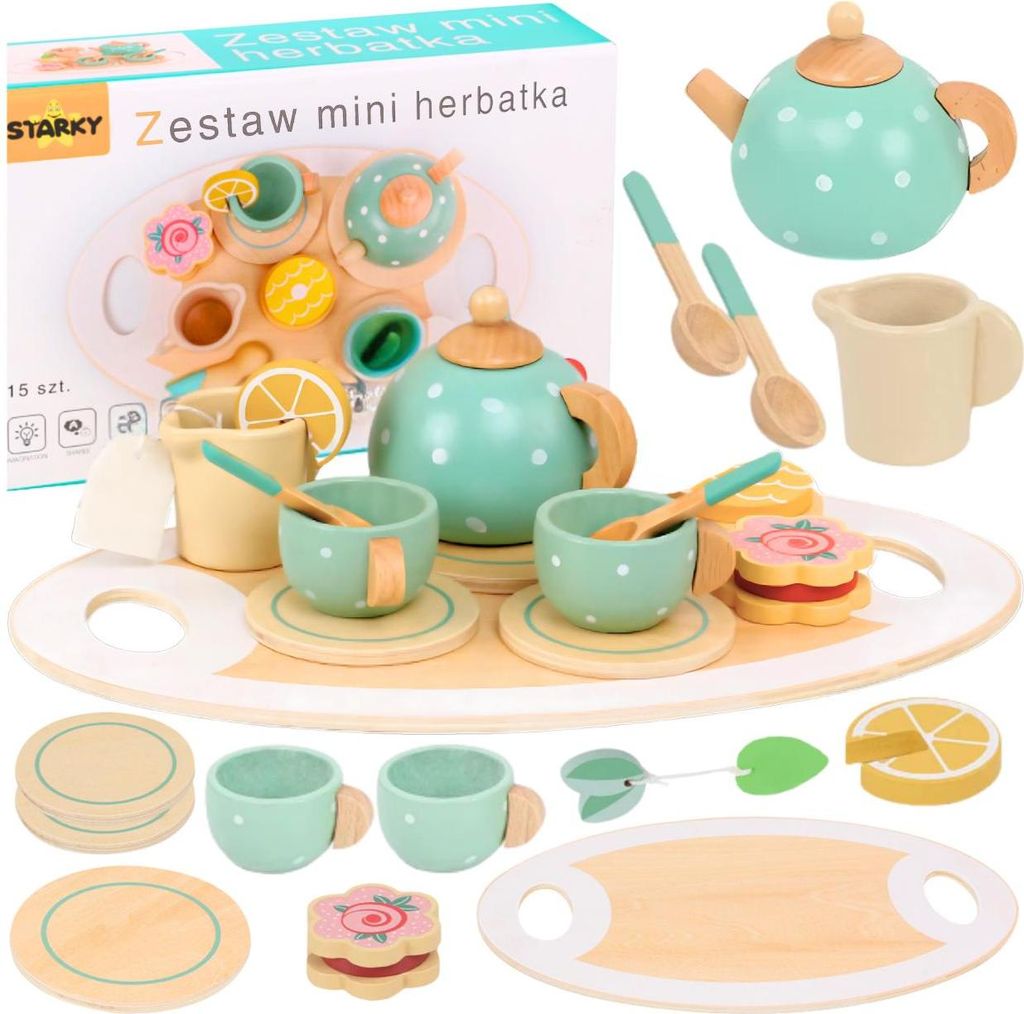 Holzspielzeug Küchenzubehör für Kinder Teeservice 15-teilig Produktbild 