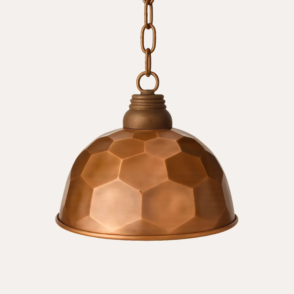 Lustre en cuivre en forme de cloche KEYHOMESTORE facetté - Diamètre 30cm