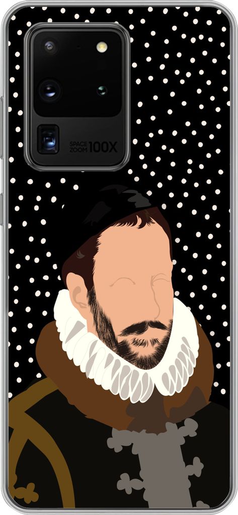 MuchoWow Handyhülle Schutzhülle Hülle für Telefoonhoesje Samsung Galaxy S20 Ultra Alte Meister - Wilhelm von Oranien - Dots - Schwarz Silikon...