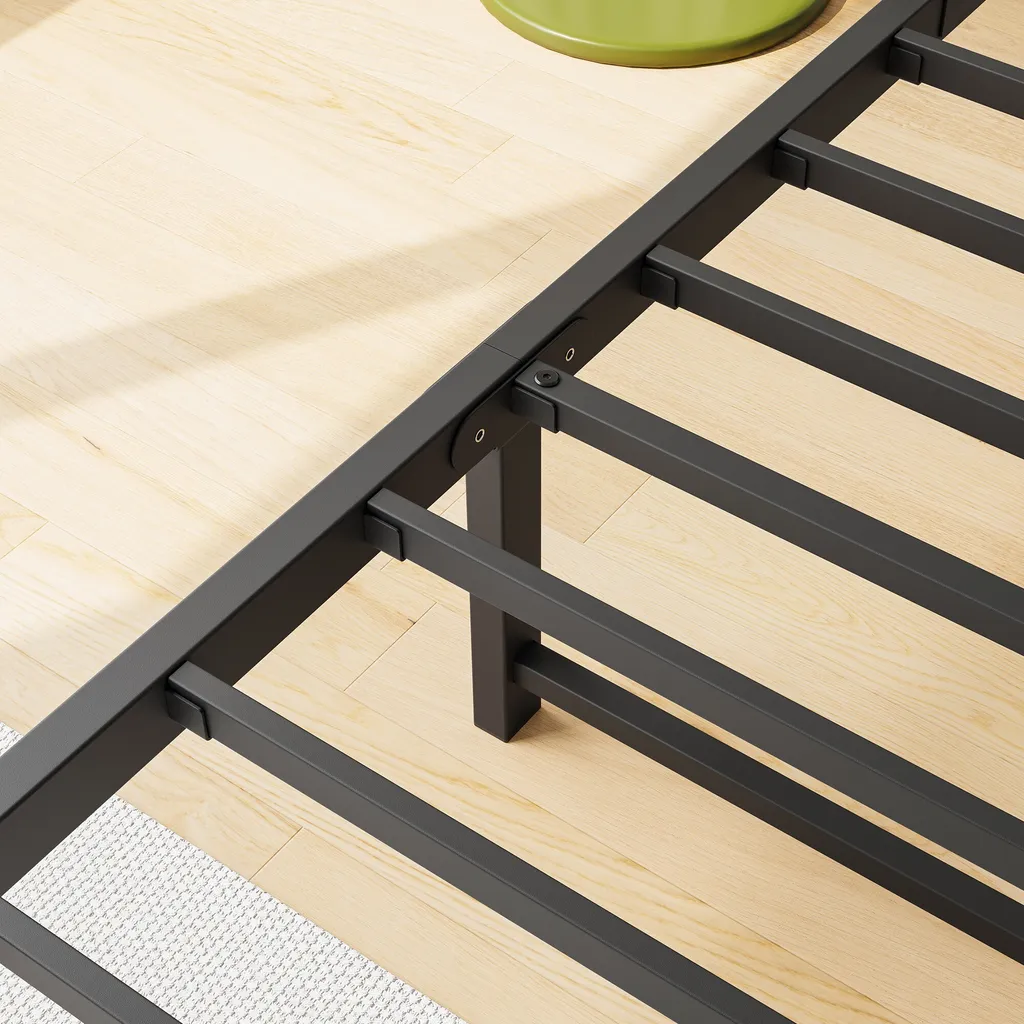 Lit métal 90x200 gris avec tête de lit MDF - Structure stable MODFU - 5