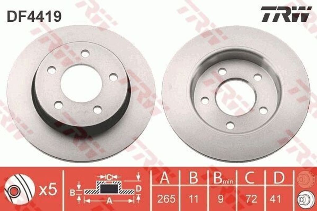 TRW DF4419 Bremsscheibe OE C24Y26251B kompatibel mit 3
