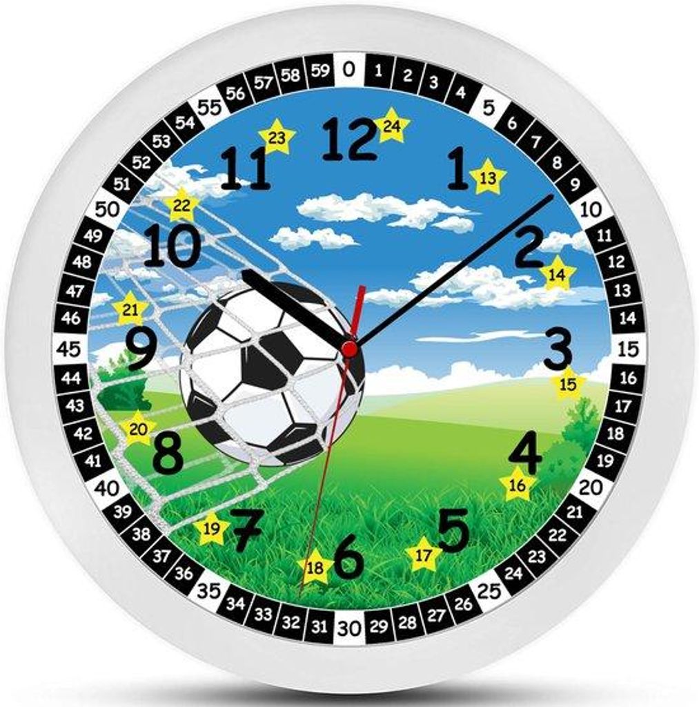Moderne stille Kinderuhr blau/grün 30cm