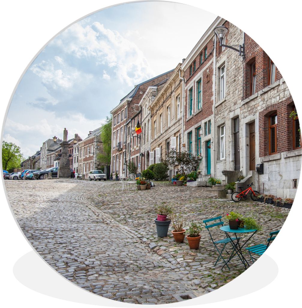 MuchoWow Rundes Wandbild - Runde Bilder Belgien - Haus - Pflanzen Ø 30 cm Kreis Wanddekoration Kunststoff - Wandkreis - Wandschmuck - Schlafzimm...