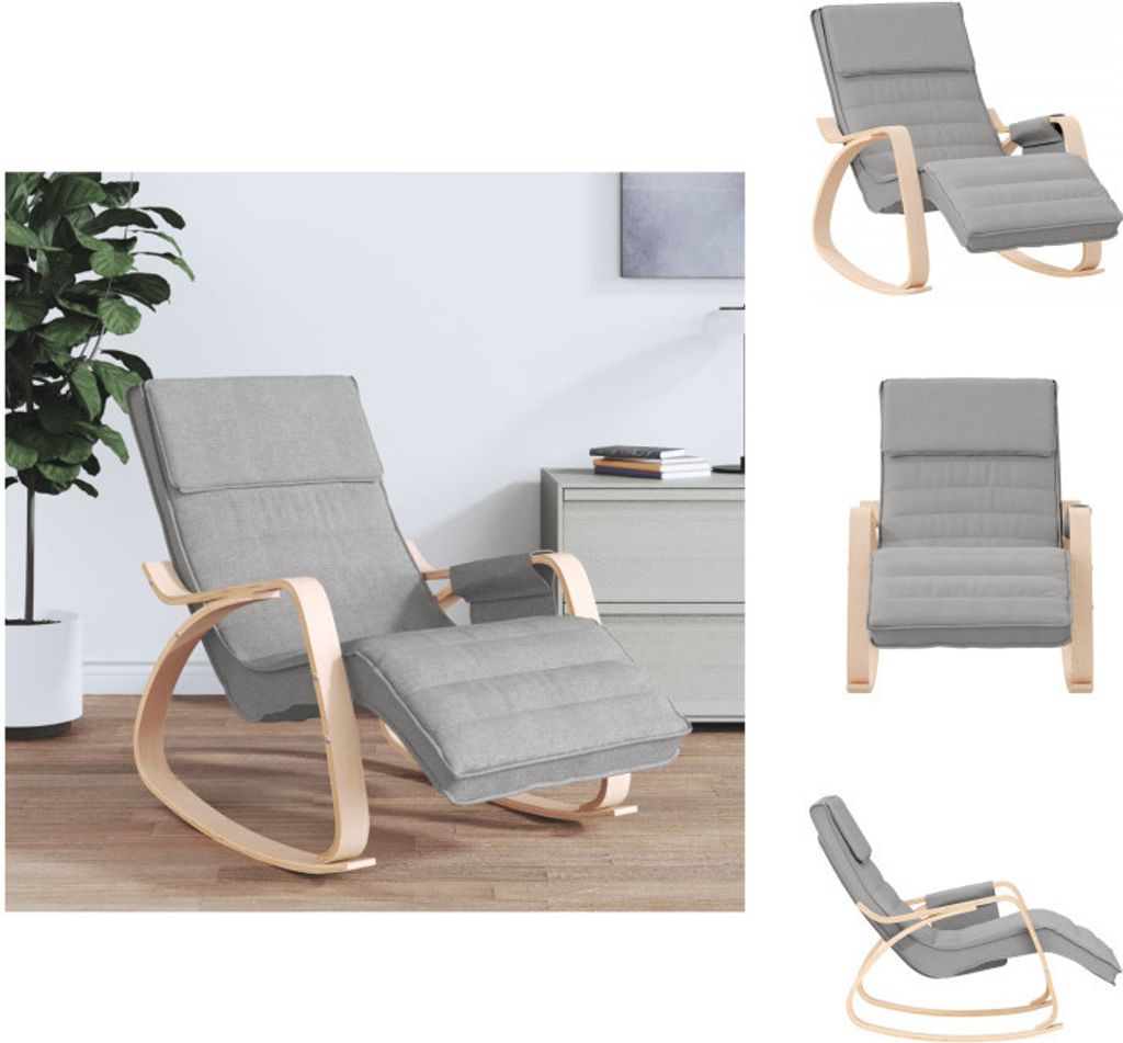 vidaXL Schaukelstuhl Hellgrau Stoff - Schaukelstühle