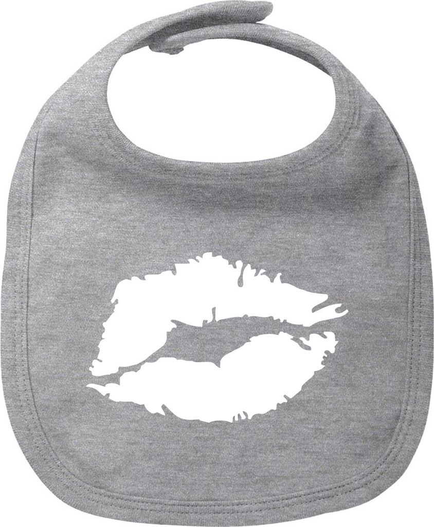Huuraa Baby Lätzchen Kussmund Lippen Heather Grey Klettverschluss Baumwolle Latz Geschenkidee