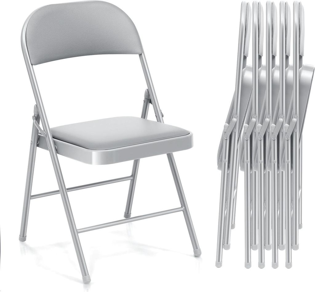 6er Set Klappstühle Gepolstert Grau – Extrem Belastbar bis Produktbild 