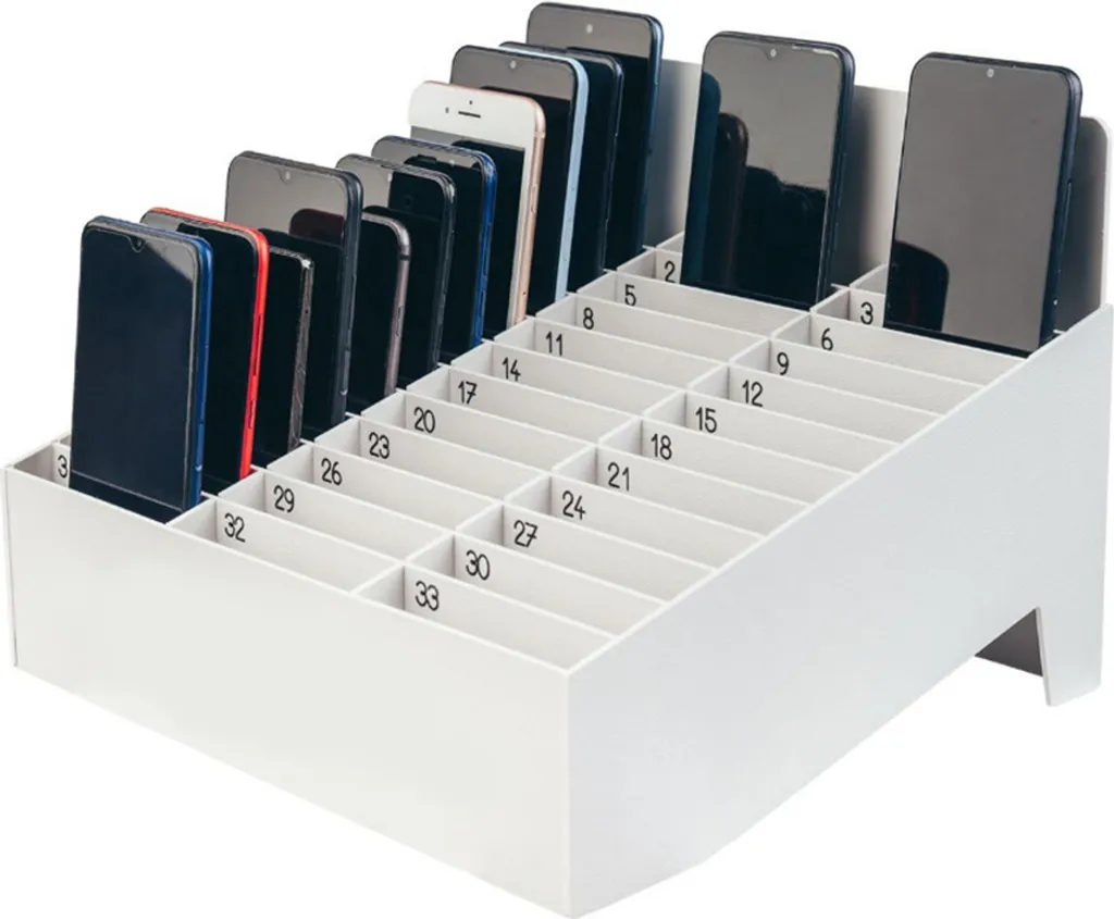 Rangement smartphone numéroté 33 cases gris pour bureau et école - 2