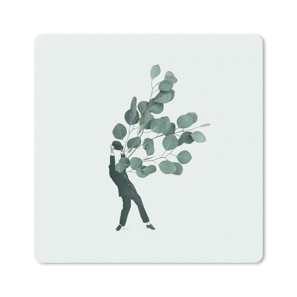 MuchoWow Mauspad Mousepad Ballon - Mann - Retro 20x20 cm - Mousepads - Maus Mat - Pad - Mausunterlage - Desk Mat - Bureauartikeln