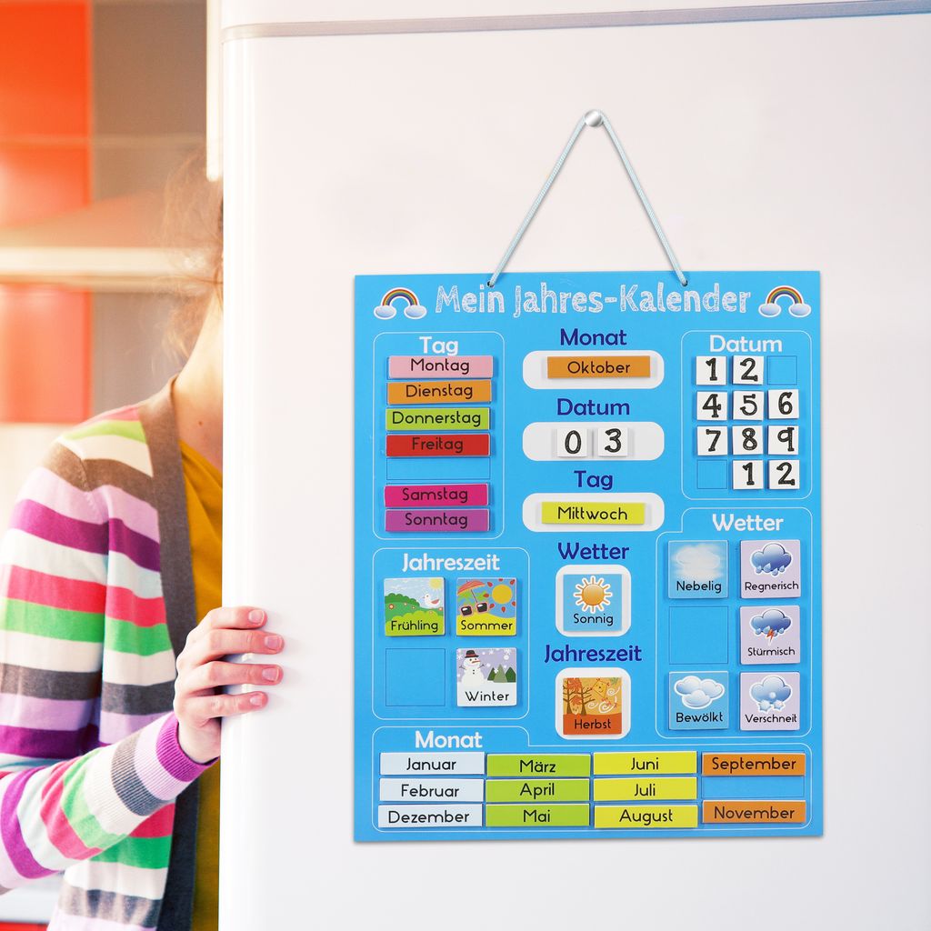 Navaris Kalender Tafel für Kinder - Lerntafel Jahreszeiten Produktbild