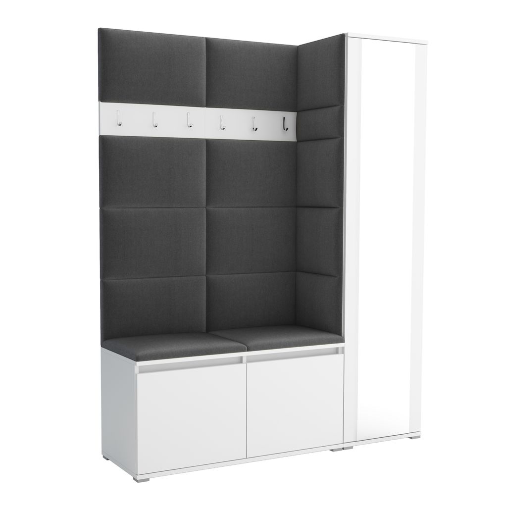 Garderobe LUTON 7 WHITE 15 - Farbe: weiß, moderne Garderobe 40x145x186cm, funktionelle Lösung für den Flur, Garderobe, Möbel für den Flur, Gar...