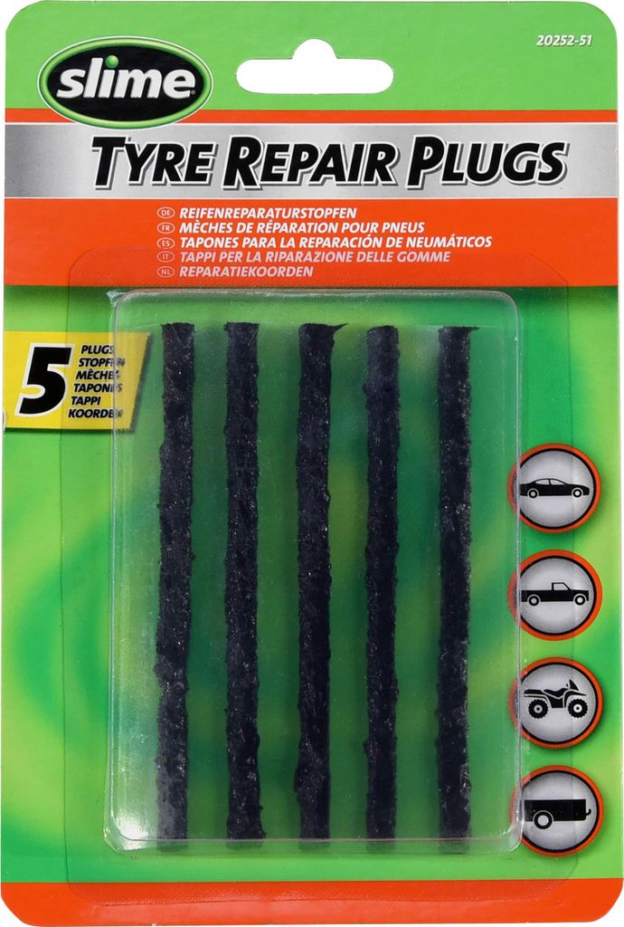 Slime Reifenreparaturstopfen 5er-Pack für Temporäre Pannenhilfe