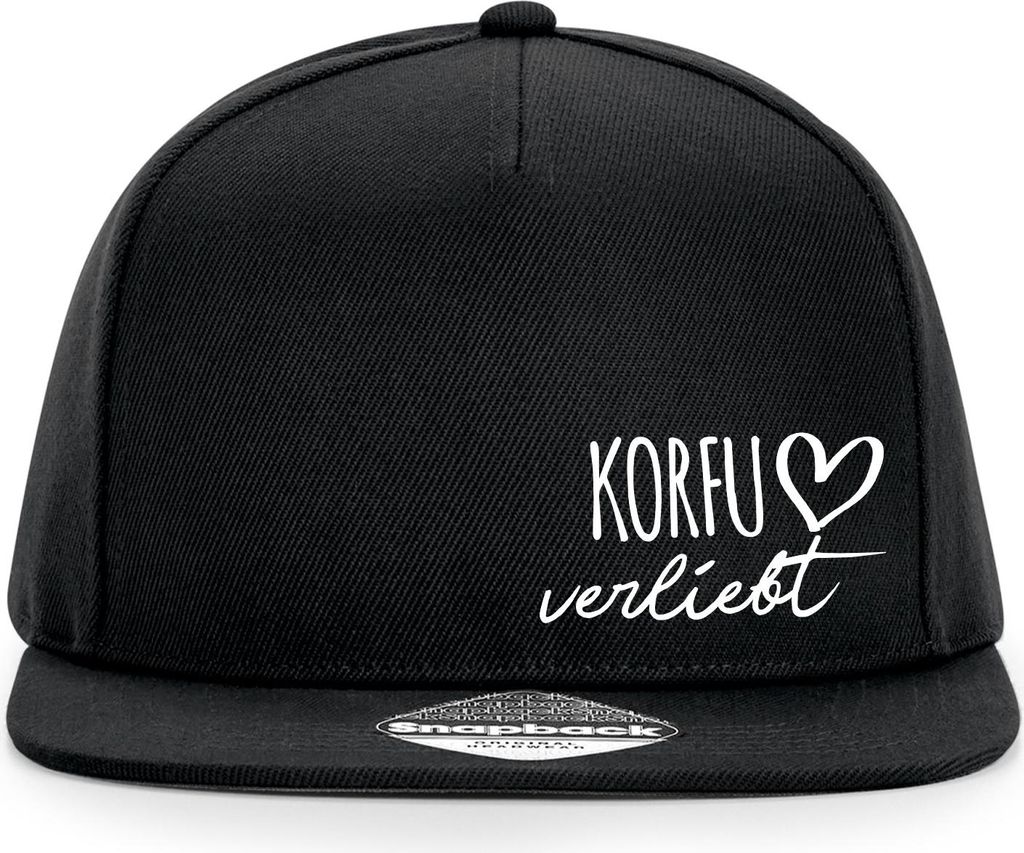 Huuraa Cappy Mütze Korfu verliebt Black Polyester Snapback Kappe Geschenkidee