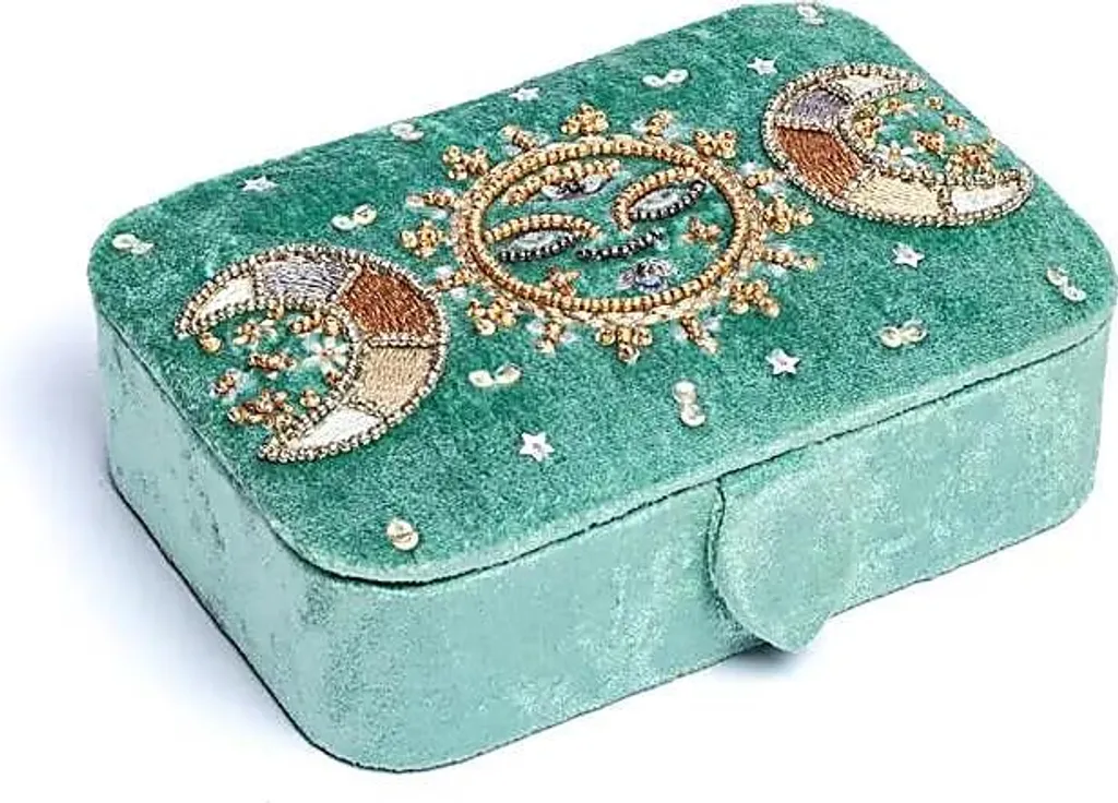 Organisateur Bijoux et Cartes de Tarot Menthe - Boîte Velours Lunaire