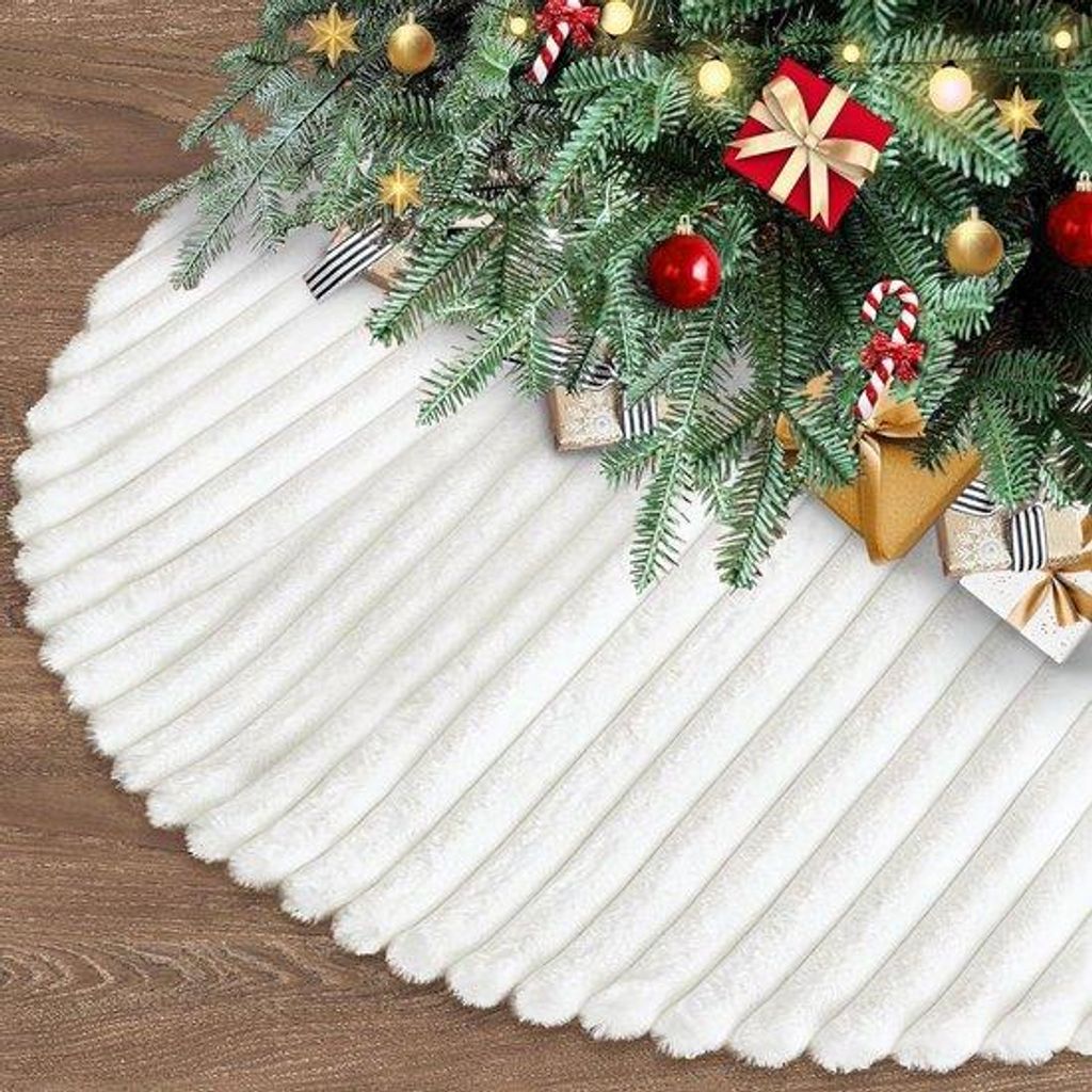 Weihnachtsbaumrock 122cm weich weiß Plüsch Dekoration