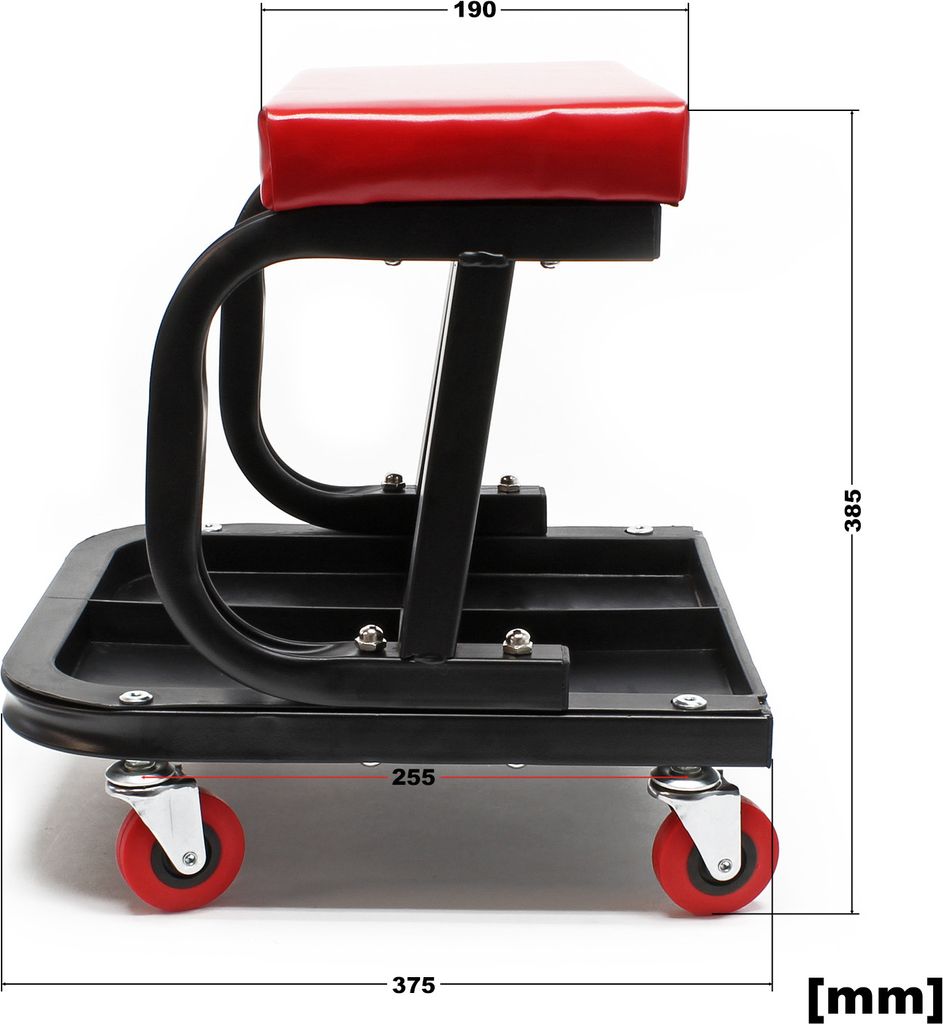 Wiltec taboret warsztatowy z półką 37,5x36x38,5cm z kółkami Zdjęcie produktu 4