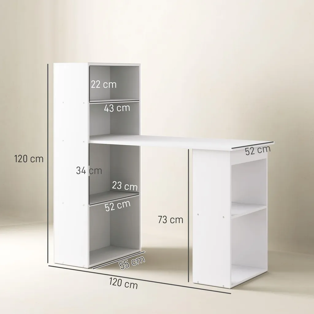Table à manger polyvalente et bureau d'ordinateur avec rangement étagère - 3