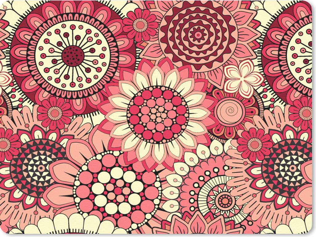 MuchoWow Mauspad Mousepad Blume - Mandala - Retro - Muster 23x19 cm - Mousepads - Maus Mat - Pad - Mausunterlage - Schreibtischunterlage - Mauspad