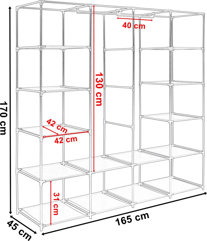 Dressing textile Olena noir pour chambre et studio - Armoire modulable