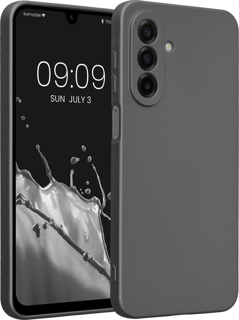 kwmobile Handyhülle für Samsung Galaxy A17 4G / 5G Hülle - weiche Silikon Case metallisch schimmernd - Schutzhülle Cover - Metallic Grau