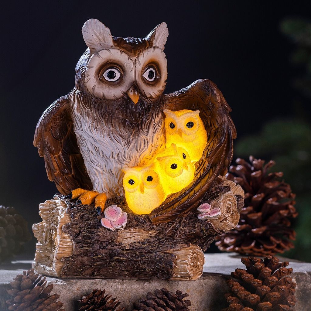 LED solární figurka "Sova s mládětem" Obrázek produktu 