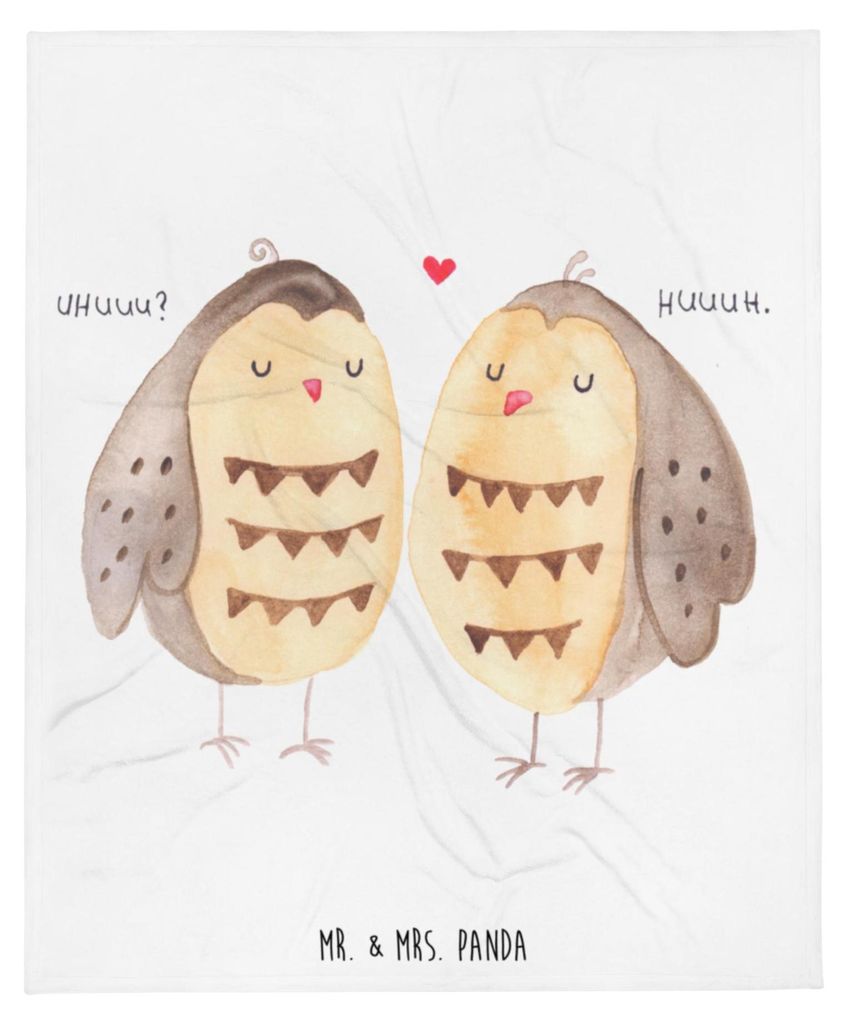 Mr. & Mrs. Panda Decke Eulen Liebe - Weiß - Geschenk, Eule, Wohndecke, Winterdecke, Romantisch, Fleece-Kuscheldecke, Spruch, Tagesdecke, glücklic...