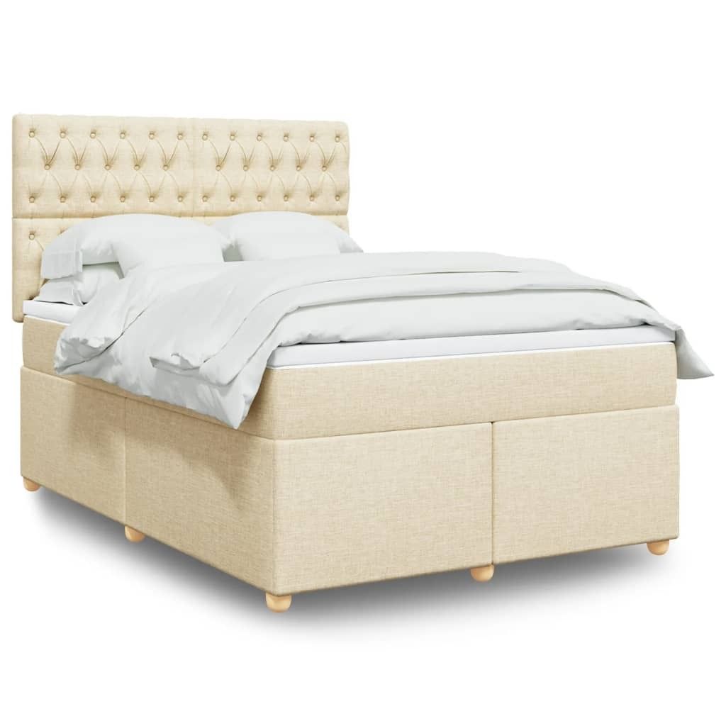Maison Exclusive - Boxspringbett mit Matratze Creme 160x200 cm Stoff