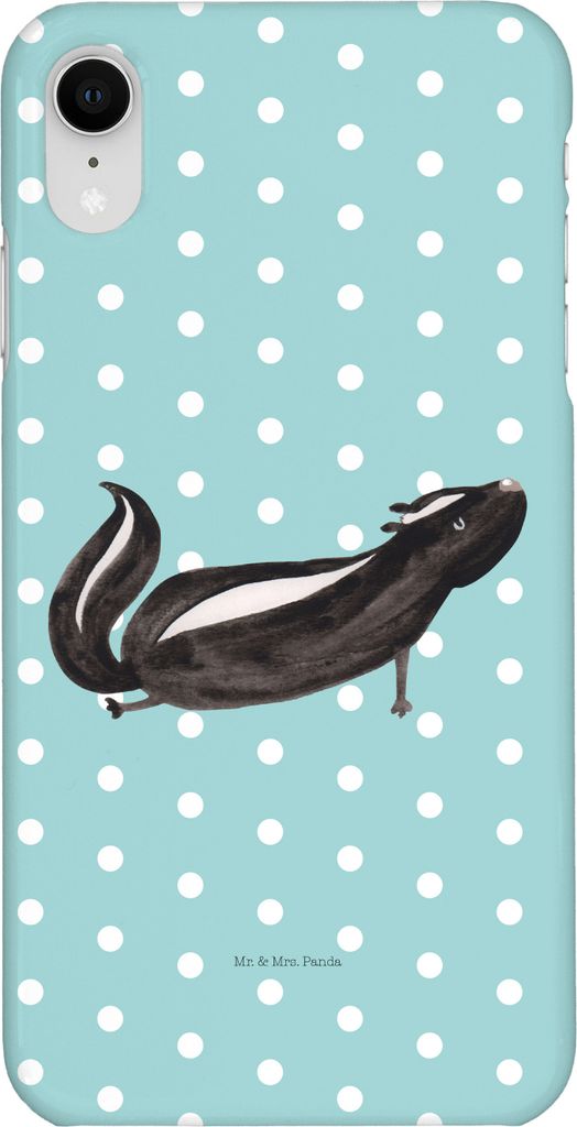 Mr. & Mrs. Panda Iphone XR Handyhülle Stinktier Yoga - Türkis Pastell - Geschenk, Skunk, Namaste, Liebe, Wildtier, Premium Kunststoff, Handy Case